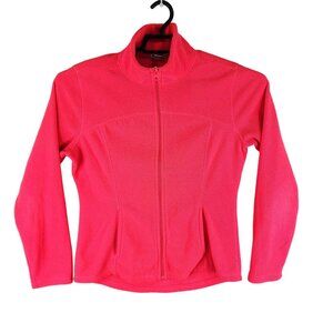 Womens Neon Red Old Navy Fleece Jacket Full Zip Mock Neck Long Sleeve Size M